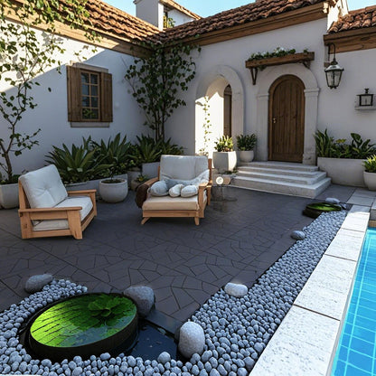 Stone Style Patio Deck Tiles Diy Interlocking Floor Tiles