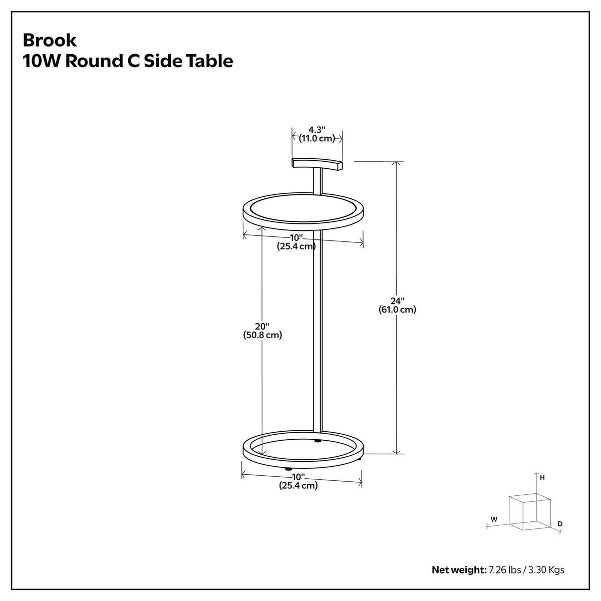 Brook - C Side Table - White / Gold