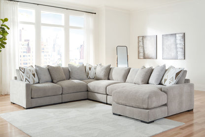 Aslan Court - 2 Pc. - 6-Piece Sectional With Raf Corner Chaise, Ottoman - Pebble