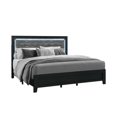 Carlos - 5 Pieces Queen Bedroom Set, Modern Design - Black