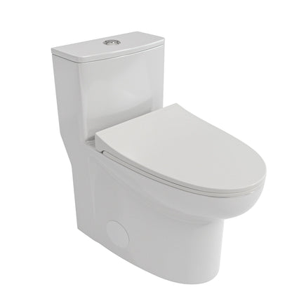 Modern 1 Piece Toilet With Dual Flush And Soft Closing Seat - White
