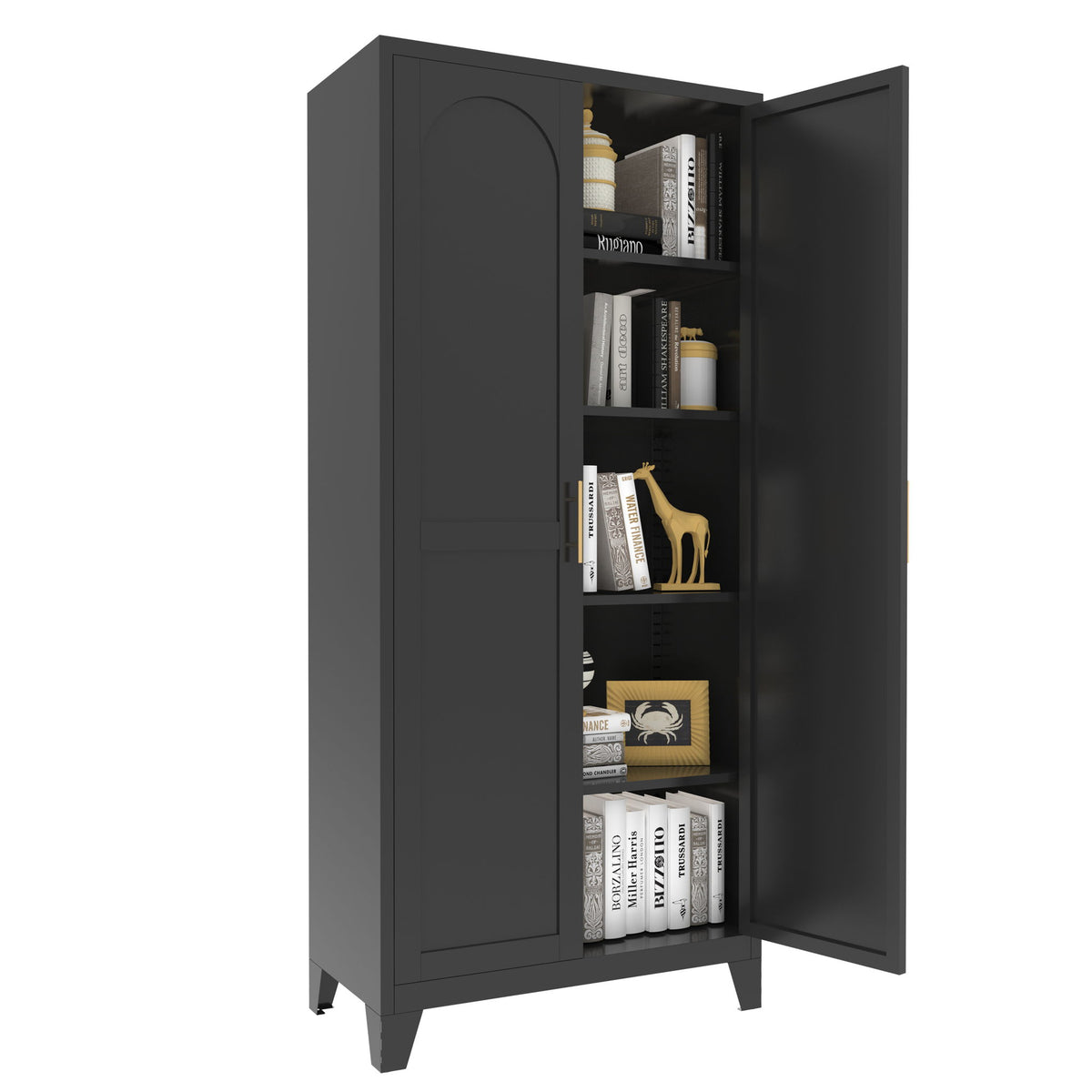 Shapely Doors Cabinet, Metal Storage Cabinet With Doors And Adjustable Shelves