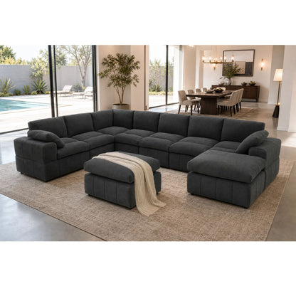 Sectional, Large Arms, Toss Pillows Included