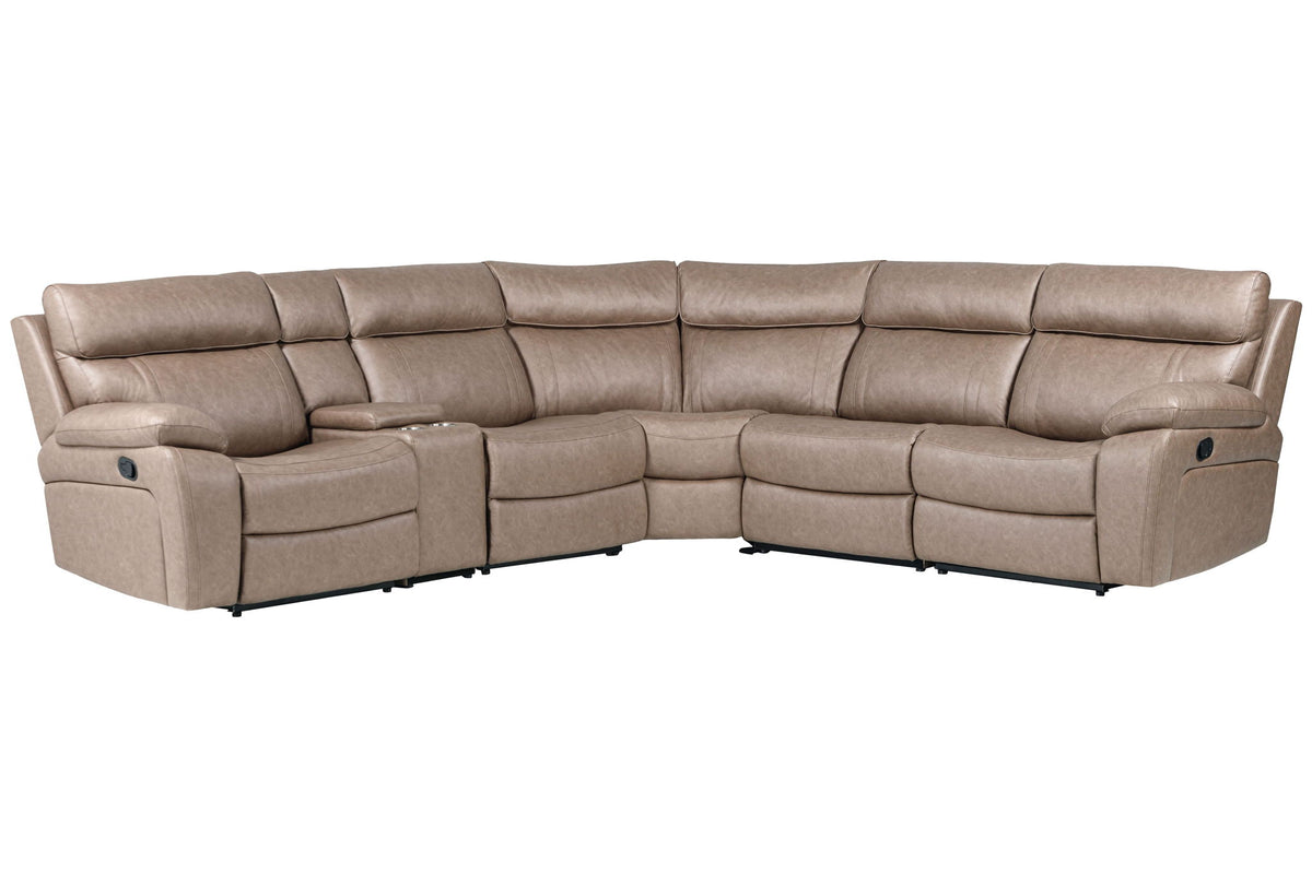 Theon - 6 Piece Modular Manual Reclining Sectional And Entertainment Console - Stokes Toffee