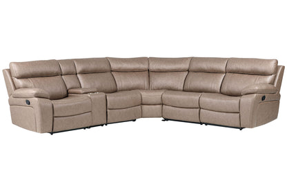Theon - 6 Piece Modular Manual Reclining Sectional And Entertainment Console - Stokes Toffee