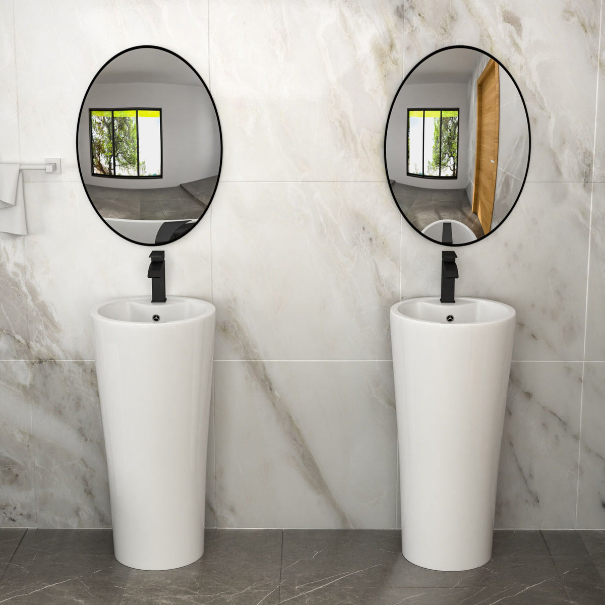 15" Pedestal Sink With Space Saving Design, Smooth Non Porous Surface For Powder Rooms - White