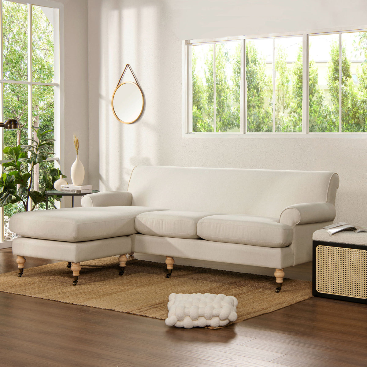 Alana - L-Shape Reversible Sectional Sofa - Light Beige