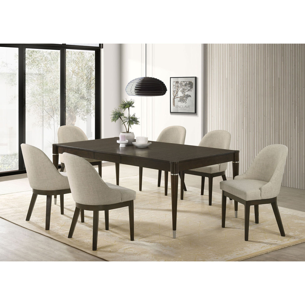 Blakely - 7 Piece Rectangular Dining Set With Extendable Table Upholstered Chairs - Ash Brown
