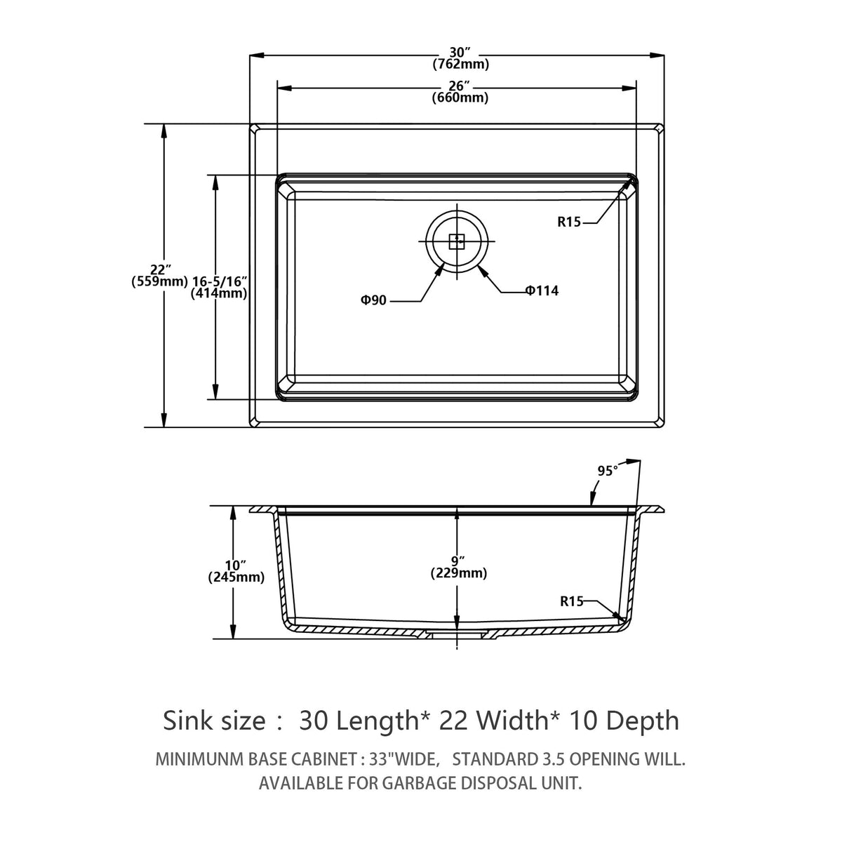 Quartz Kitchen Sink 30" X 22" Granite Composite Workstation Drop In Sink - White