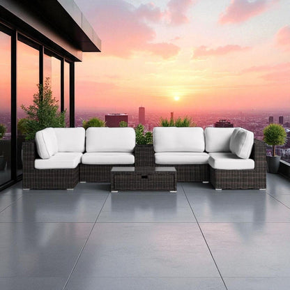 Elegant 4 Person Wicker Patio Seating Set With Cushions And Glass Top Table