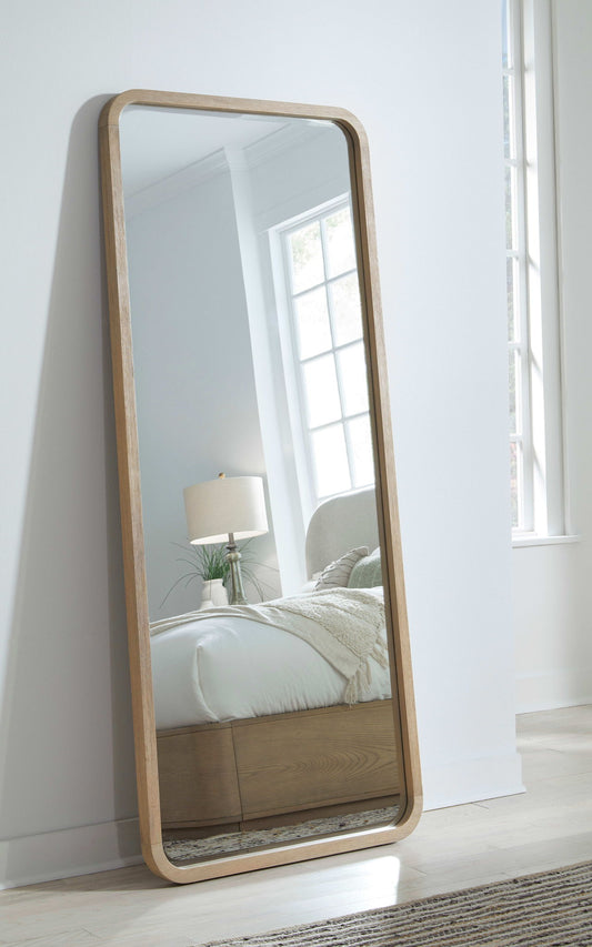 Penny - Beveled Glass Floor Mirror - Buff Cream