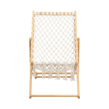 Bamboo Weaving Chair Set With Handwoven Rope For Patio And Living Spaces - Natural