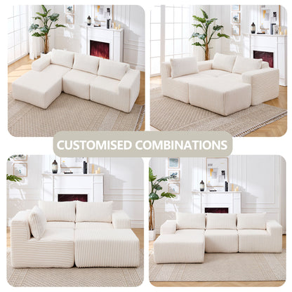 L - Shape Modern Minimalist Modular Sectional Sofa, Upholstered Cloud Couch With Deep Seats