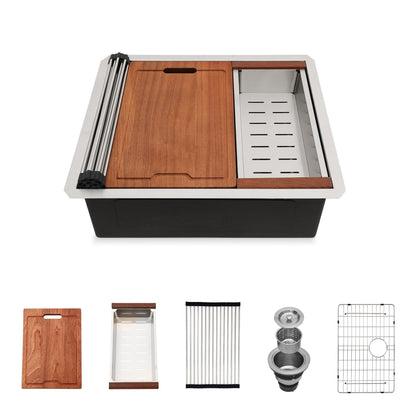 Single Bowl, Undermount Workstation, Kitchen Sink With Accessories