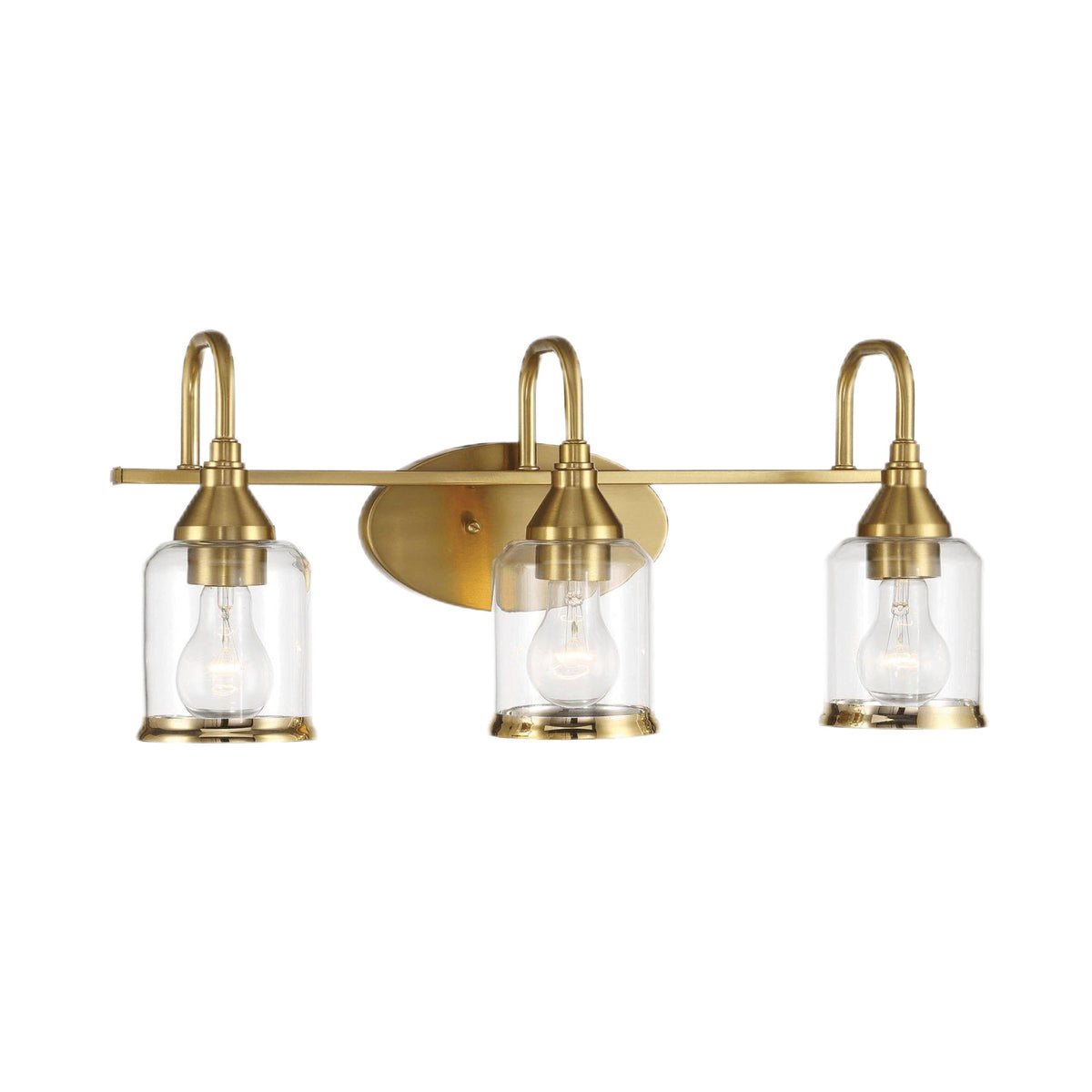 3 Lights Brush Vanity Light - Clear / Gold