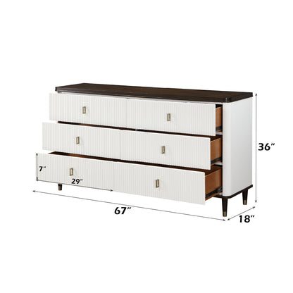 Carena - 5 Piece Bedroom Set (Eastern King Dresser Chest Mirror Nightstand) - Brown / Light Gray / White