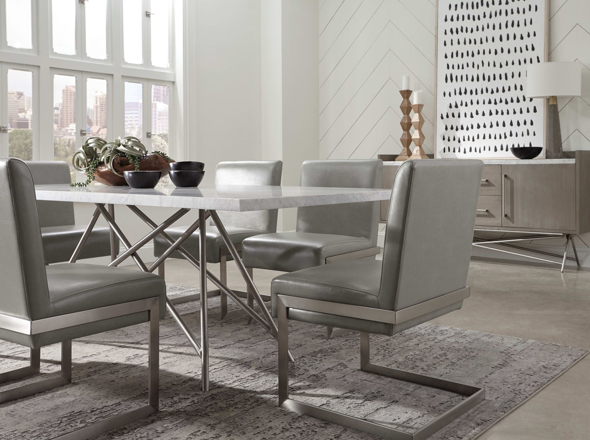 Coral - Marble Rectangular Dining Table - Carrara / Stainless Steel