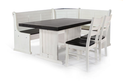 Carriage House - Wood Breakfast Nook Dining Set - Cottage White / Europen Dark