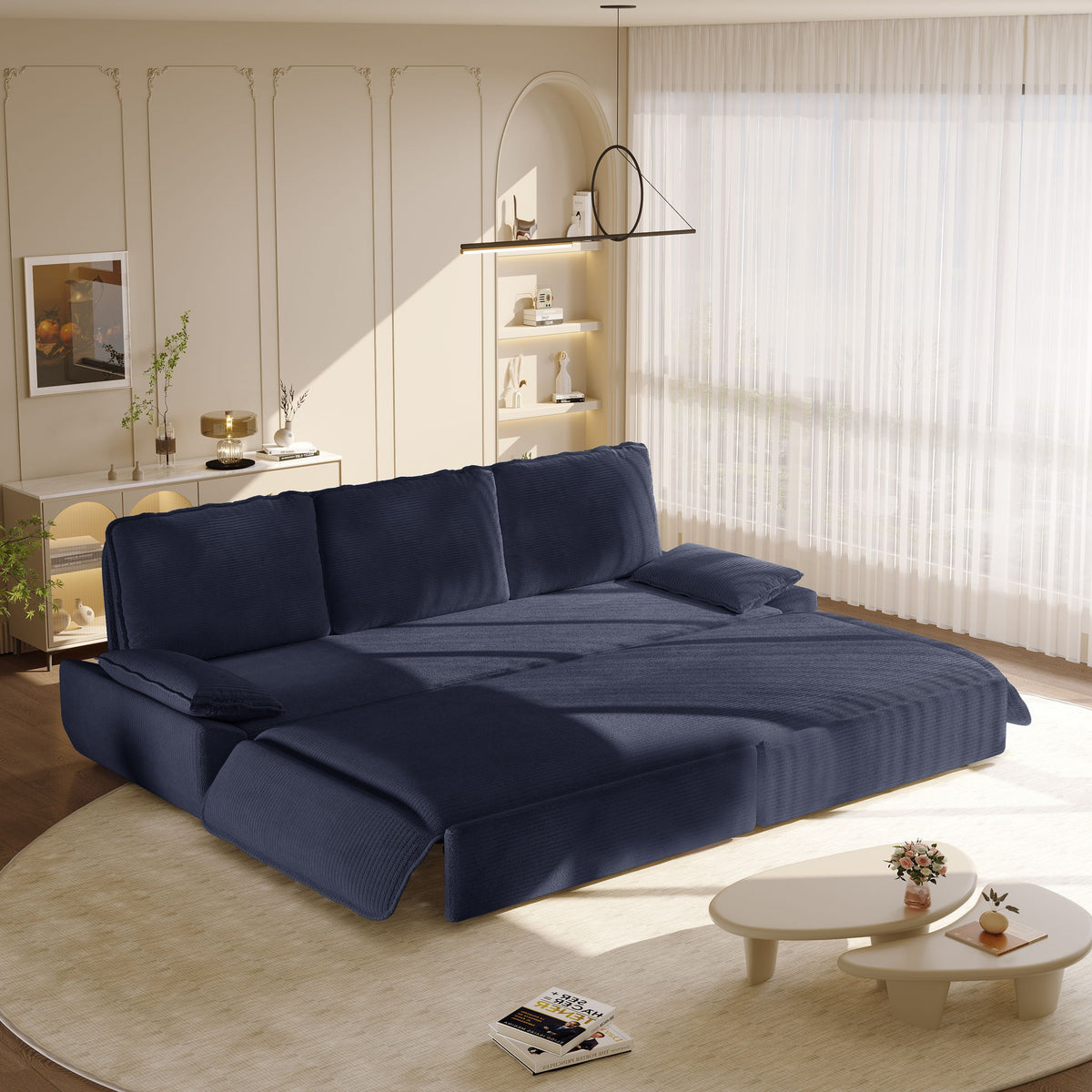 King Size Pull Out Sofa Bed, 3 In 1 Convertible Multifunctional