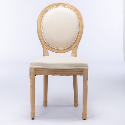 French Style Solid Wood Frame Antique Painting Fabric Back Dining Chair (Set of 2)