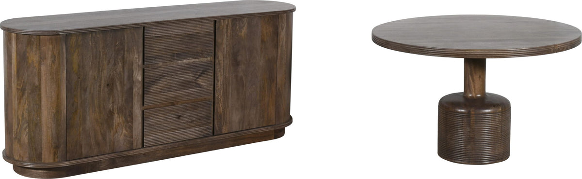 Sunrise - Liyana Solid Wood Three Drawer Two Door Sideboard - Natural Tan