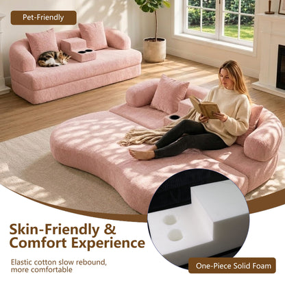 2 In 1 Convertible Sleeper Sofa Bed With Cup Holders