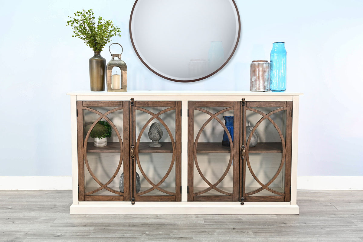 78" Media Console - Buckskin / Marble White