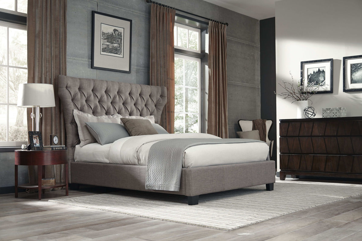 Geneva Melina - California King Upholstered Platform Bed - Dolphin Linen