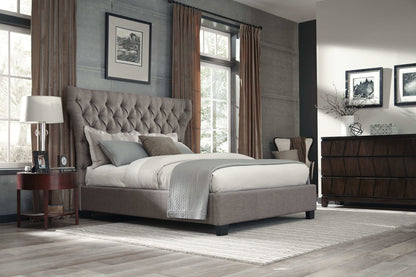 Geneva Melina - California King Upholstered Platform Bed - Dolphin Linen
