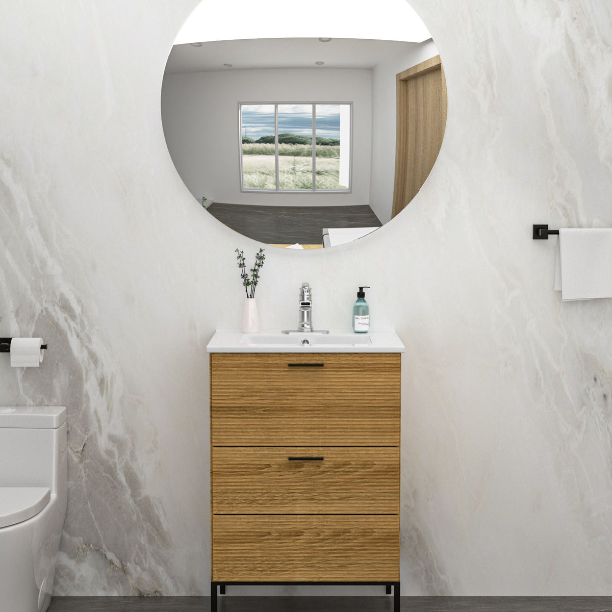 Premium Rectangular Vanity Top With Single Faucet Hole And Overflow
