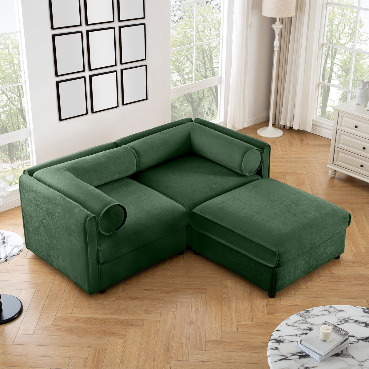 Contemporary Elegant Sofa With Storage And Ottoman