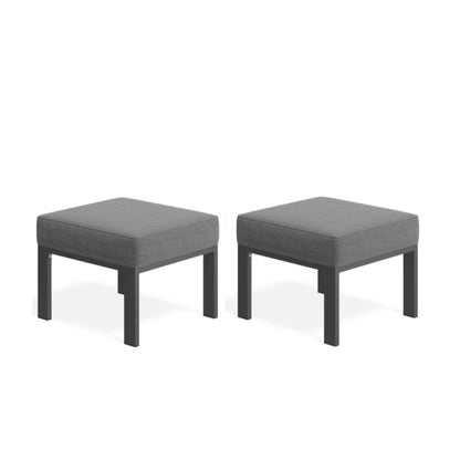 All-Weather Patio Ottomans With Thick Cushions (Set of 2)