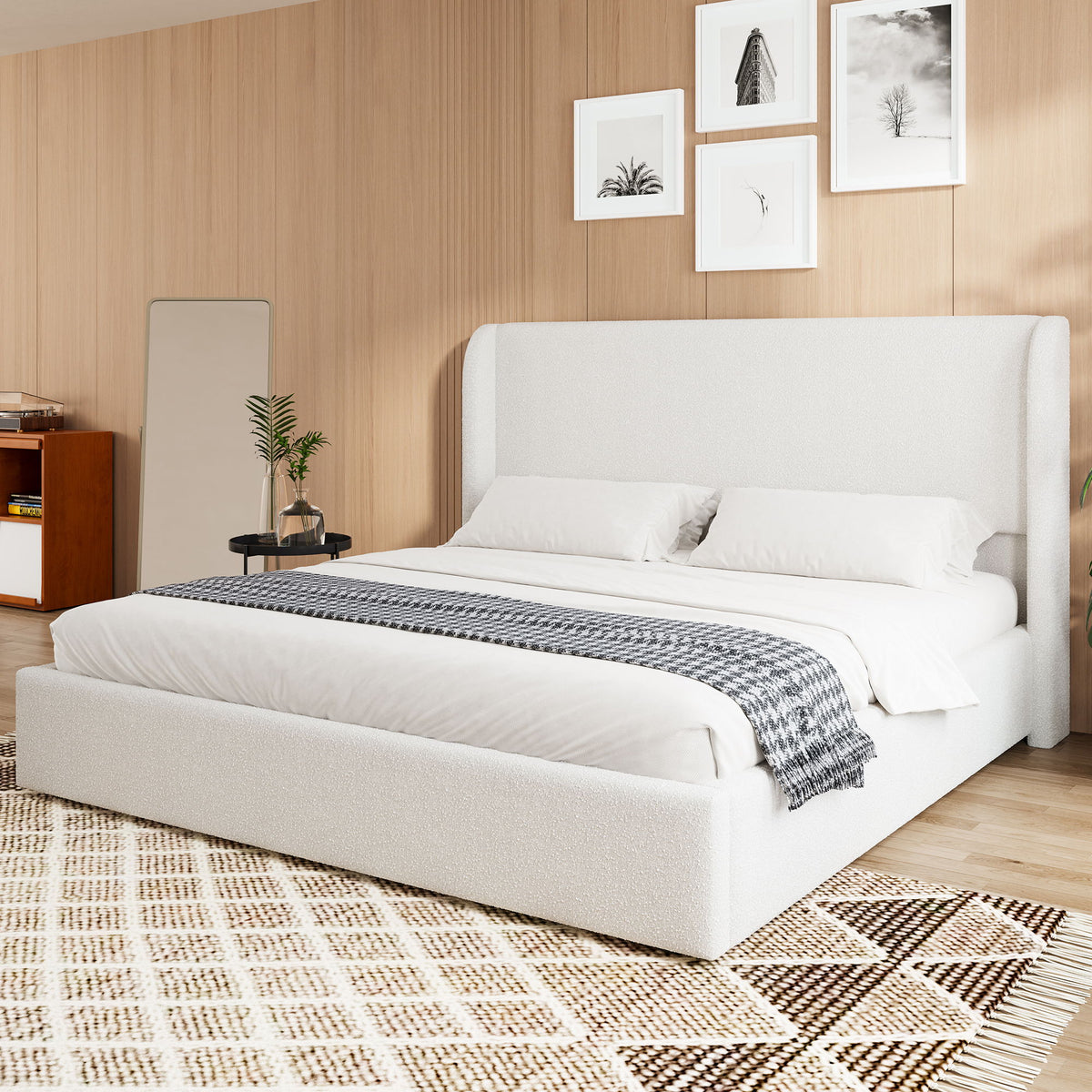 Upholstered Cloud Bed Frame With Headboard
