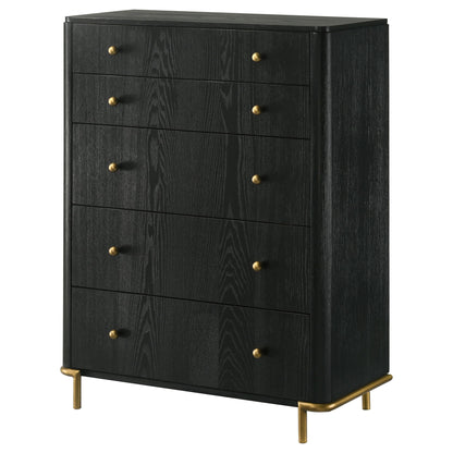 Anser - 5 Drawer Chest, Bedroom Storage Furniture - Black