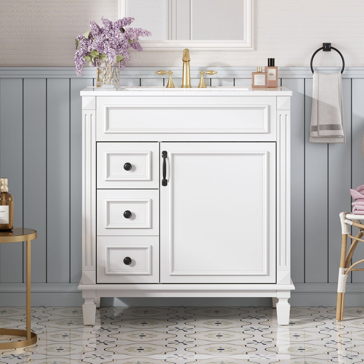 Bathroom Vanity With Sink, Cabinet With 2 Drawers And Adjustable Shelf