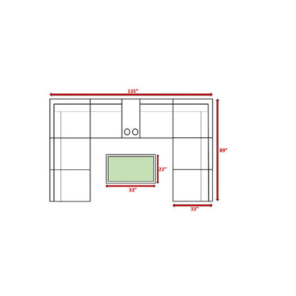 6 Seat Patio Wicker Sectional With Cushions - Gray Mix