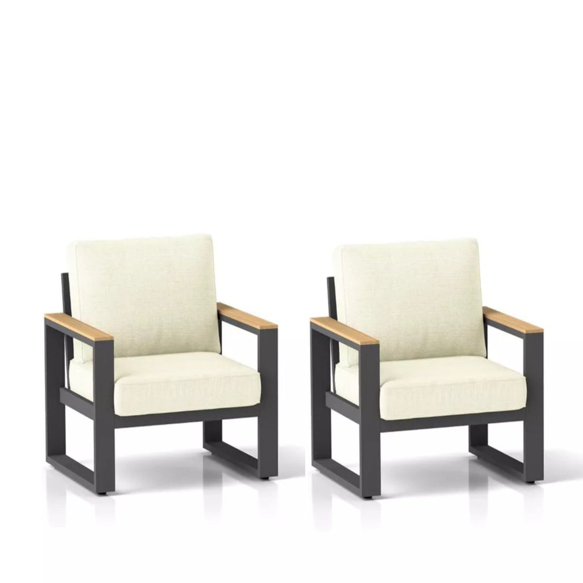 All-Weather Patio Armchairs With Thick Cushions (Set of 2)