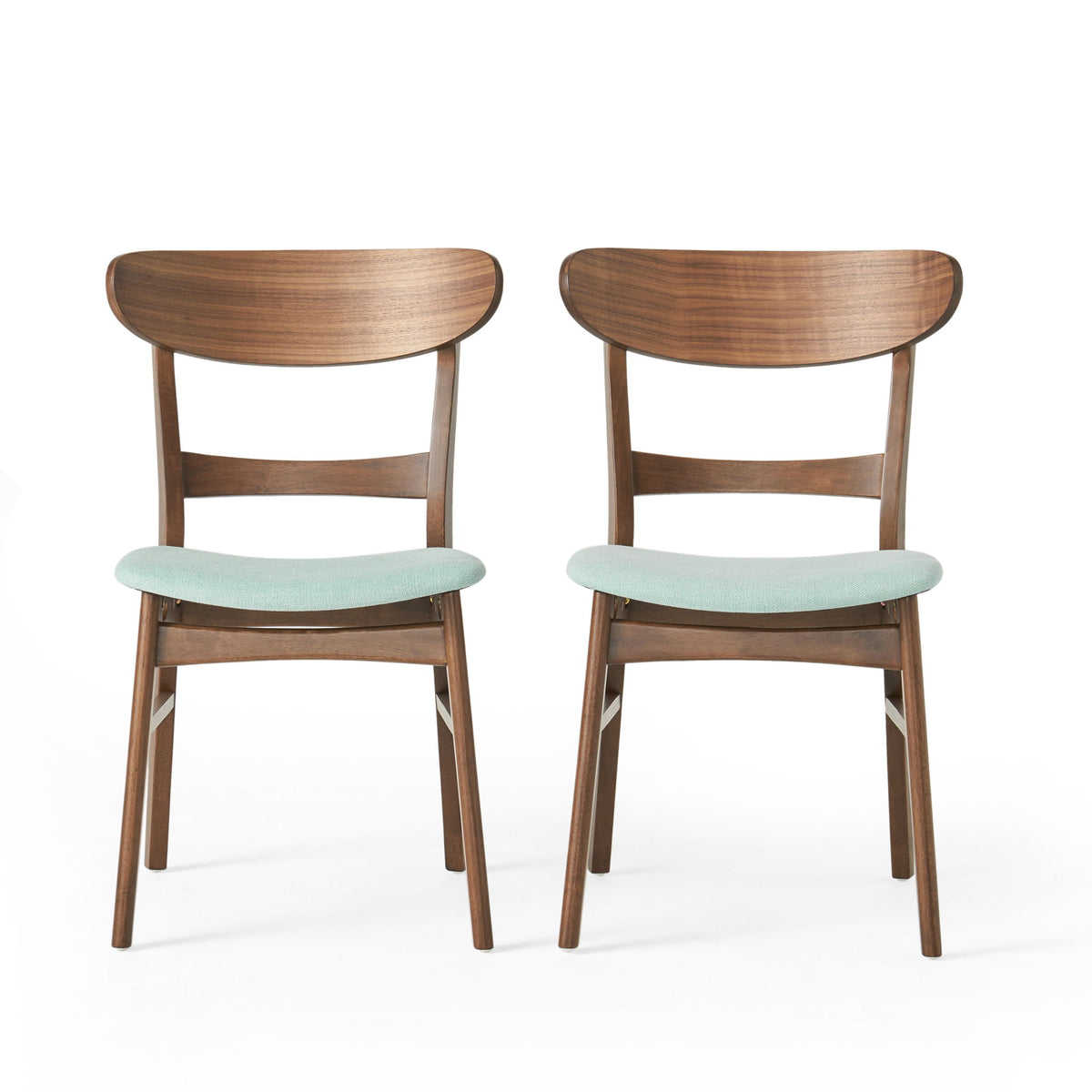 Mid Century Dining Chairs With Cushioned Seats And Wood Frame (Set of 2)