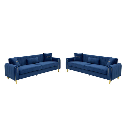 2 Piece Sofa 3 Seater Sofas Set - Blue