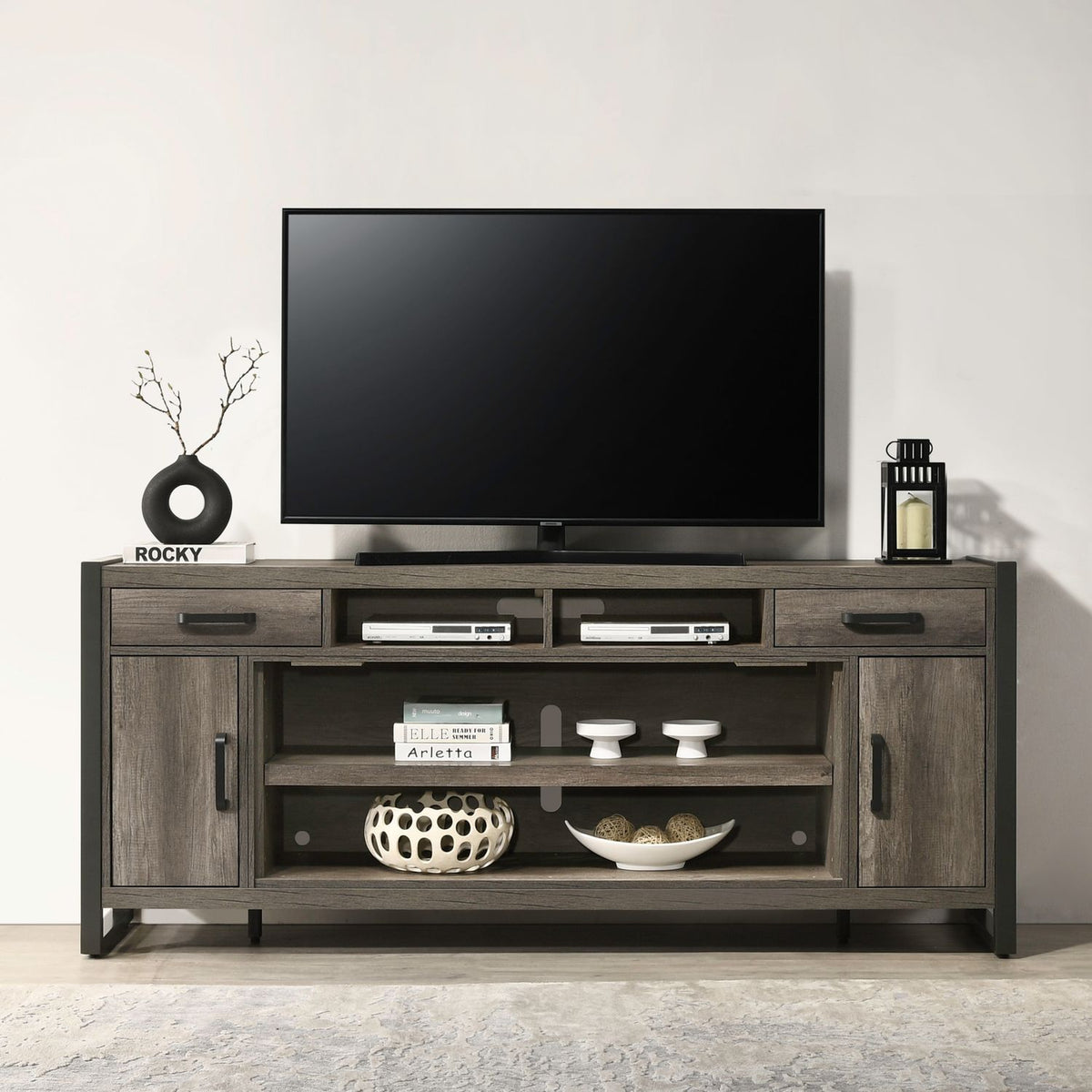 Fireplace TV Consoles - 686 78" Console With Fire FTS - Brown