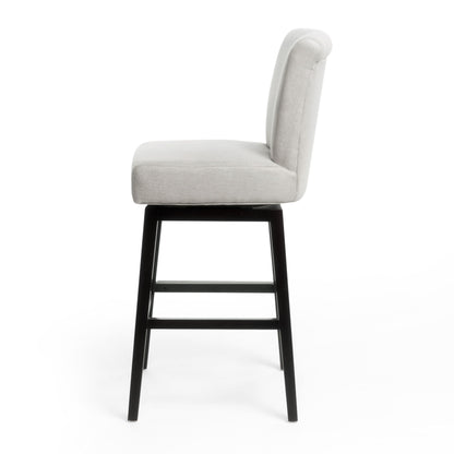 Quicksilvered - Upholstered Swivel Counter Stool With Wood Legs - Beige