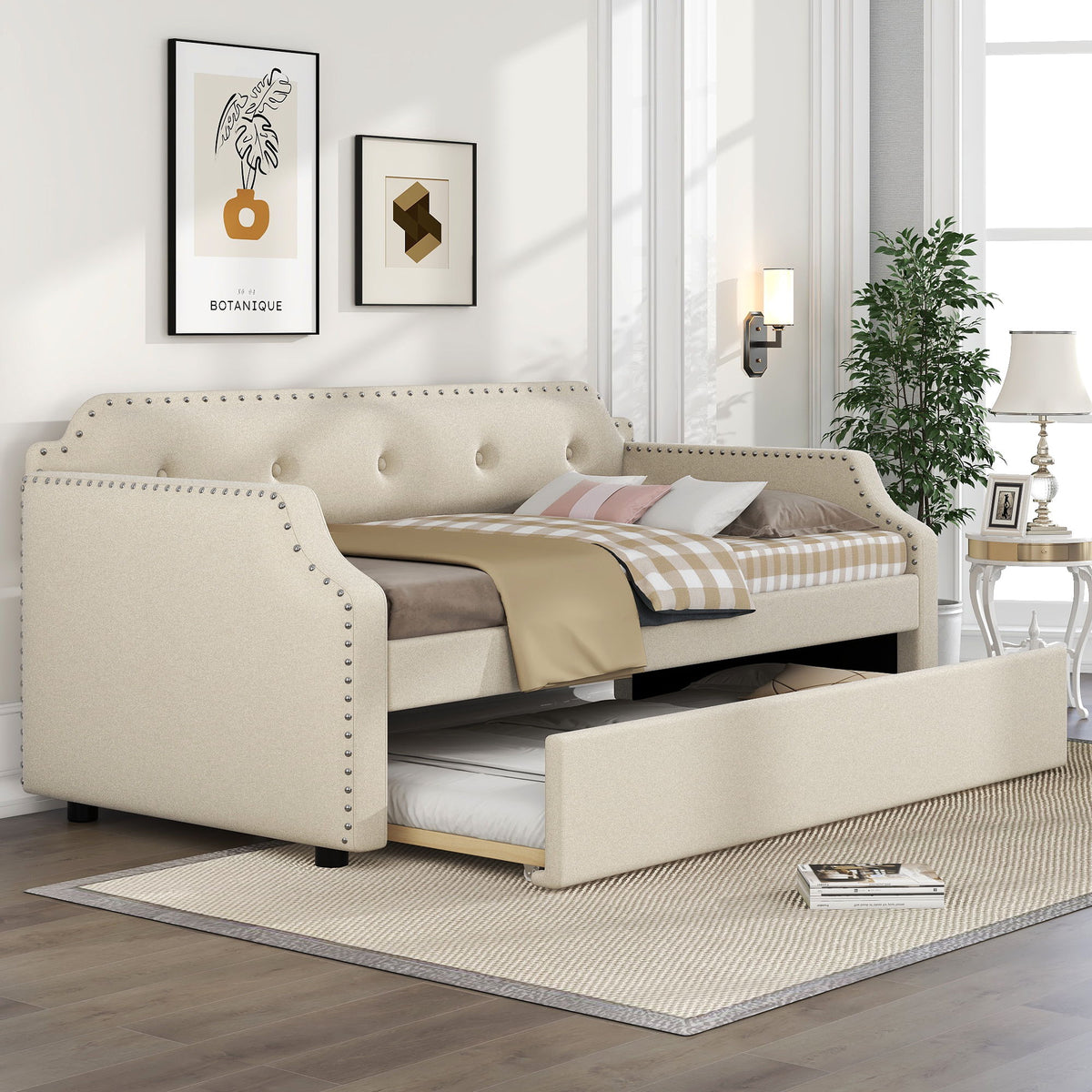 Upholstered Daybed With Trundle