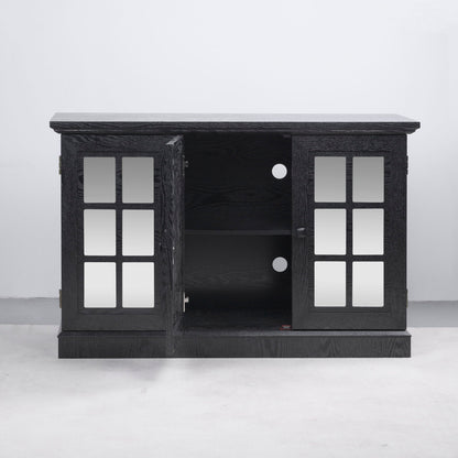Storage Cabinet With 3 Mirrored Acrylic Doors, Adjustable Shelves