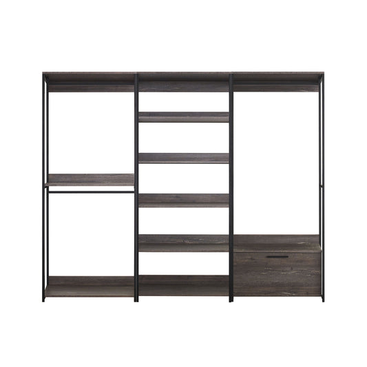 Monica - Walk-In Closet System With Modular Design - Rustic