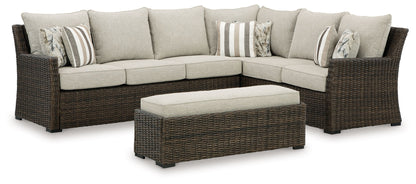 Brook Ranch - Sofa Sectional, Bench With Cushion (Set of 3) - Brown