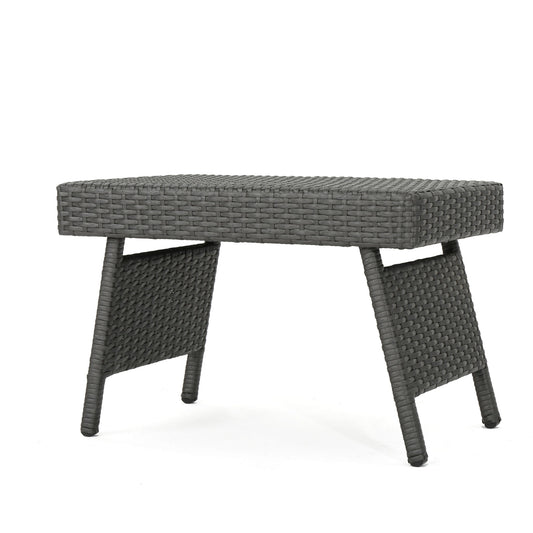 Outdoor Wicker Table With Rectangular Tabletop - Gray