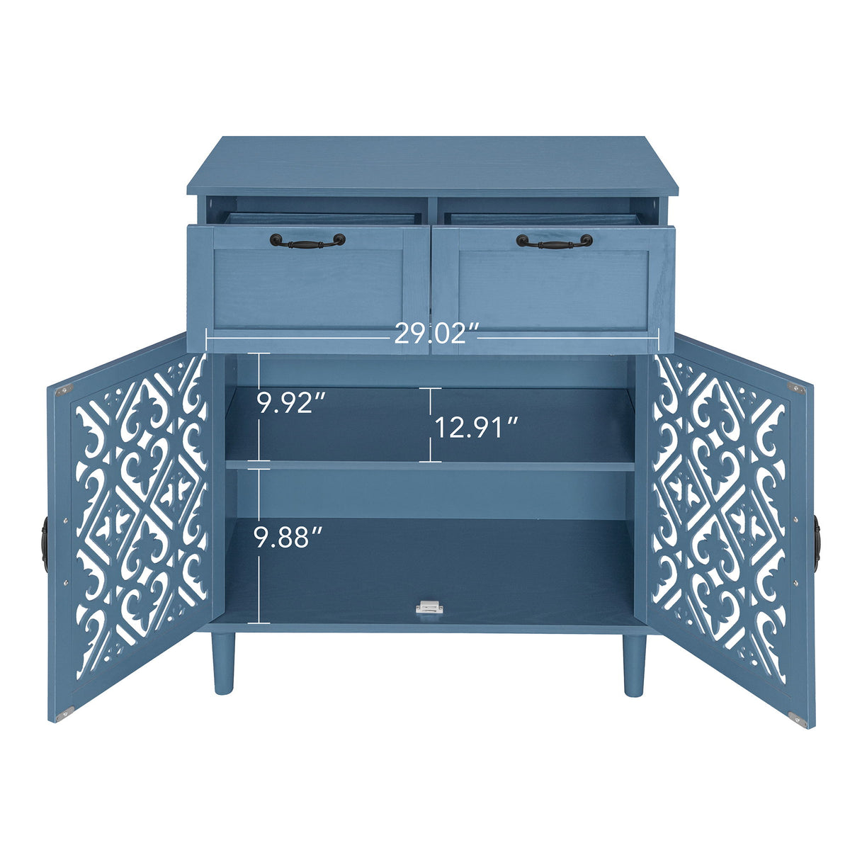 2 Door 2 Drawer Cabinet, American Furniture, Suitable For Bedroom, Living Room, Study - Blue