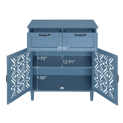 2 Door 2 Drawer Cabinet, American Furniture, Suitable For Bedroom, Living Room, Study - Blue