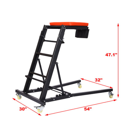 Heavy Duty Foldable Rolling Engine Top Creeper With Padded Deck And Locking Casters - Black