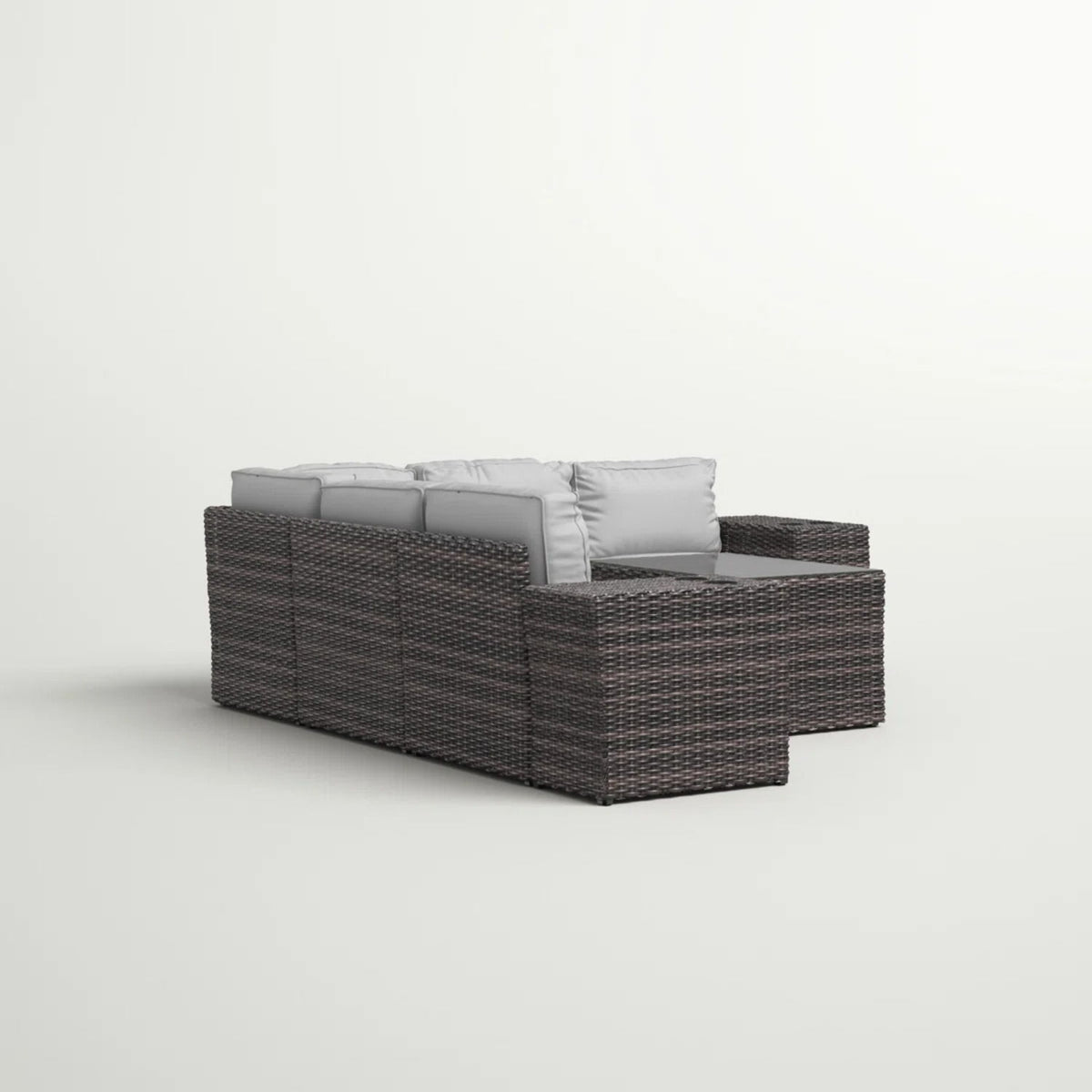 Modern Patio Rattan Sectional Set With Cushions
